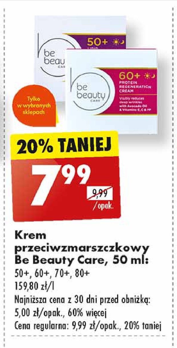 Krem przeciwzmarszczkowy na dzień 50 + BE BEAUTY AGE LIFT Be beauty care promocja w Biedronka