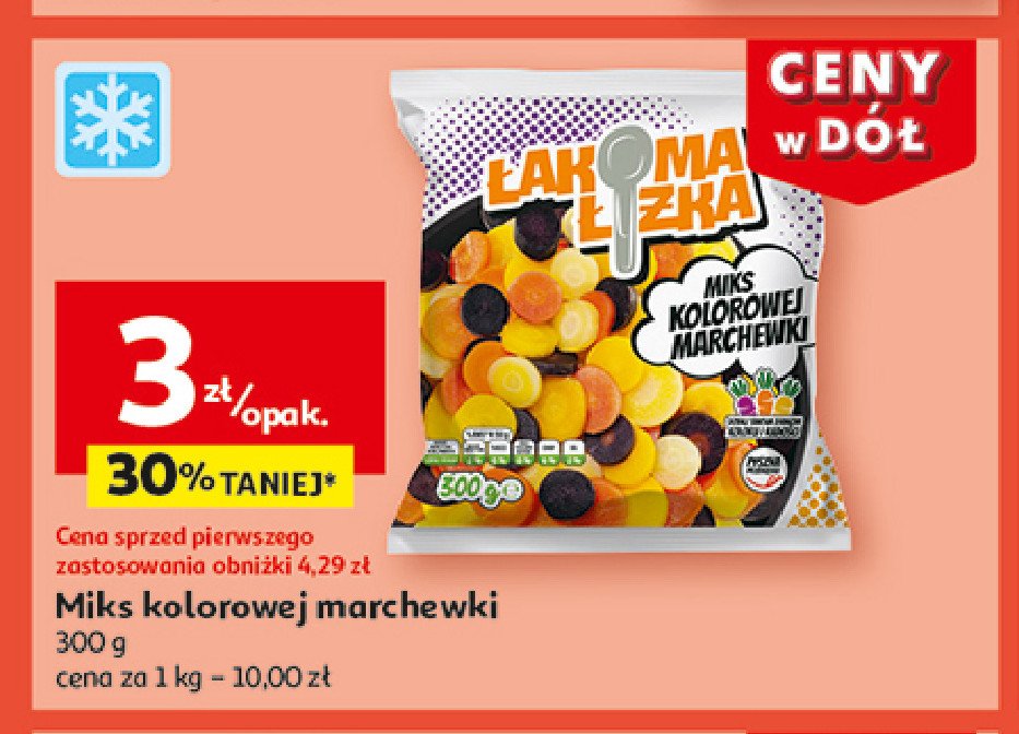 Marchewki kolorowe Łakoma łyżka promocja w Auchan