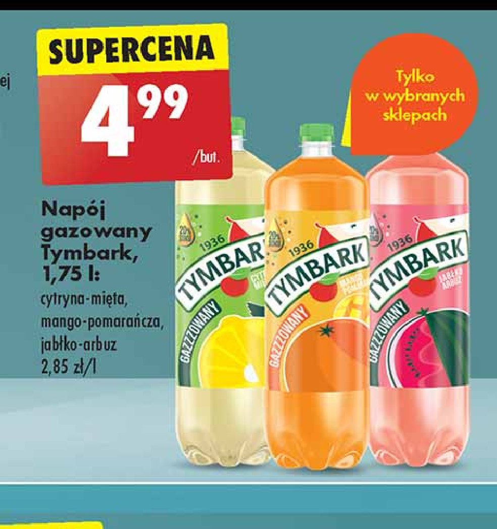 Napój pomarańcza mango Tymbark gazzzowana promocja
