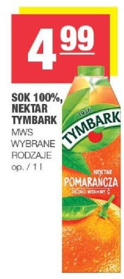 Sok 100% Tymbark nektary wybrane rodzaje promocja w SPAR