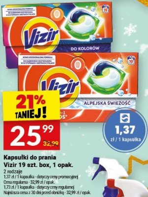 Kapsułki do prania Vizir 19 szt. box promocja w Twój Market