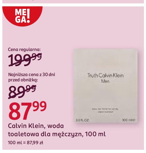 Woda toaletowa Calvin klein truth men promocja w Rossmann