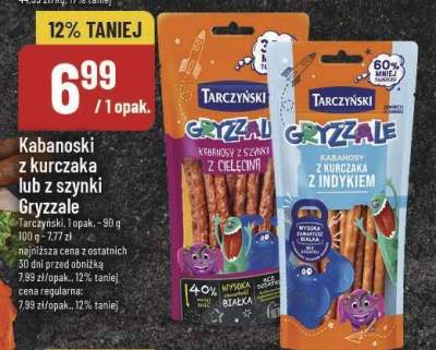 Kabanossi z kurczaka lub z szynki Gryzzale Tarczyński promocja w POLOmarket