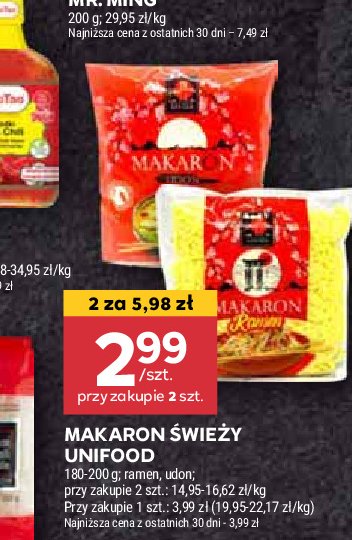 Makaron ramen Unifood promocja w Stokrotka