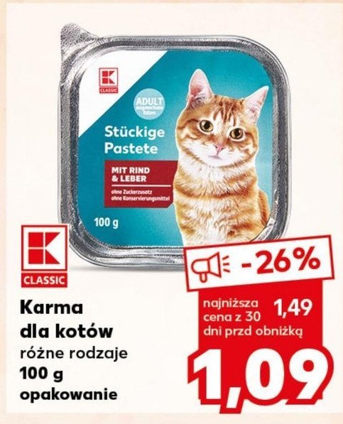 Karma dla kota z wołowiną K-classic promocja