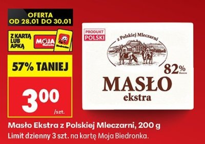 Masło Ekstra z Polskiej Mleczarni 82% promocja w Biedronka