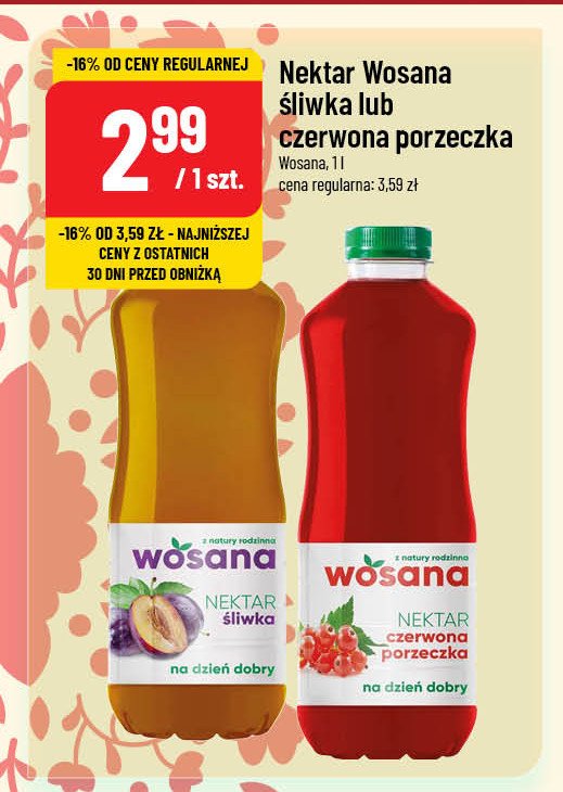 Nektar czerwona porzeczka Wosana promocja