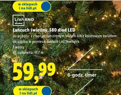 Łańcuch świetlny 580 diod LED promocja w Lidl