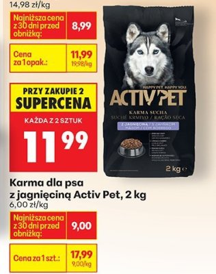 Karma dla psa z jagnięciną Activ Pet, 2 kg promocja w Biedronka
