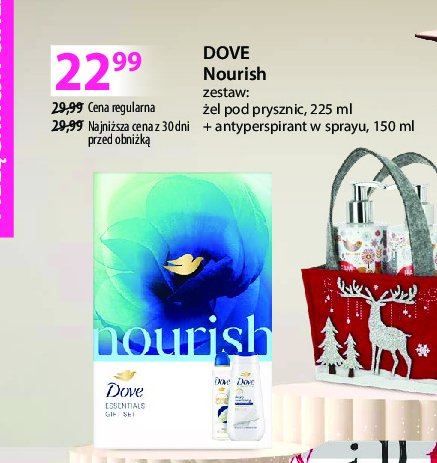 Zestaw w pudełku time to gently nourish: balsam do ciała 250 ml + żel pod prysznic 225 ml + dezodorant 150 ml Dove zestaw promocja w Hebe