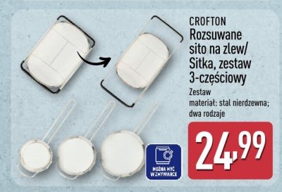Rozsuwane sito na zlewy/Sitka CROFTON zestaw 3-częściowy promocja w Aldi
