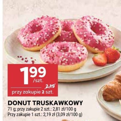 Donut truskawkowy promocja w Stokrotka