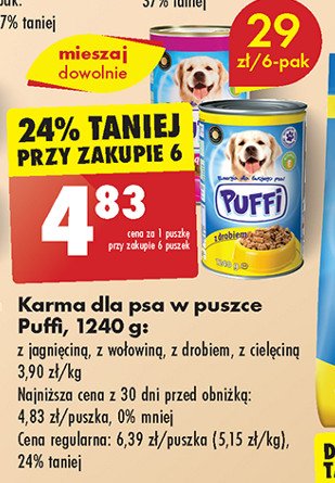 Karma dla psa z wołowiną Puffi promocja w Biedronka