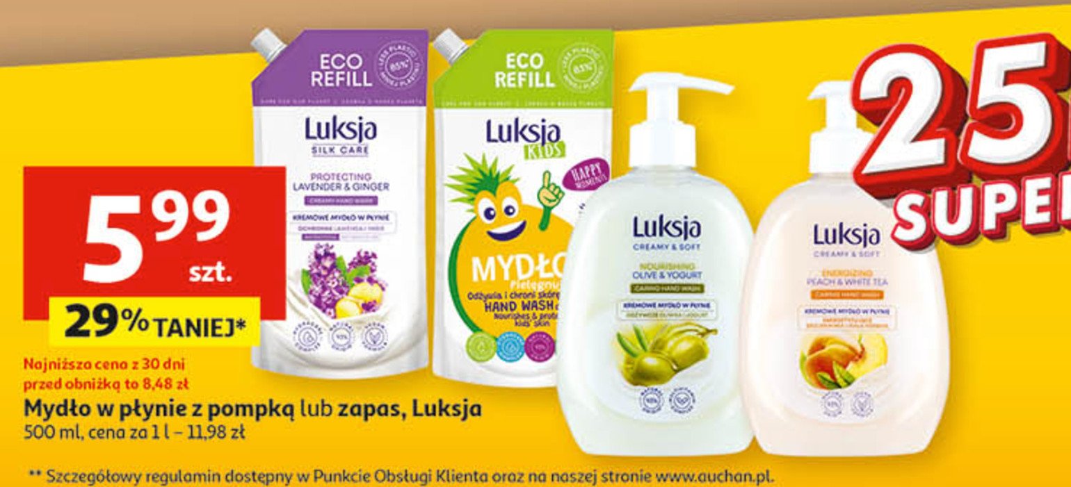 Myd艂o w p艂ynie peach & white tea Luksja creamy & soft promocja