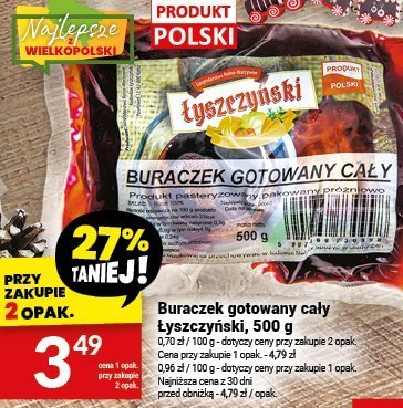Buraczek gotowany cały Łyszczański, 500 g promocja w Twój Market