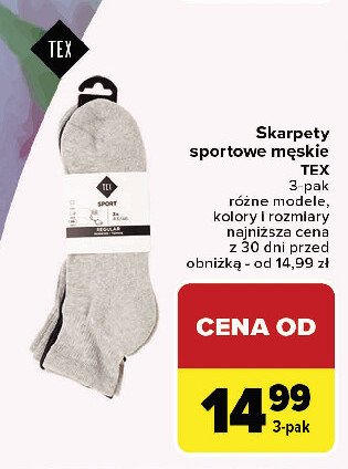 Skarpety męskie sportowe Tex promocja w Carrefour