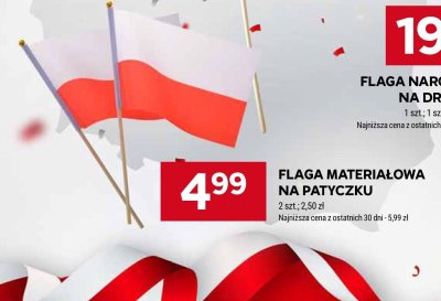 Flaga materiałowa na patyczku promocja w Stokrotka