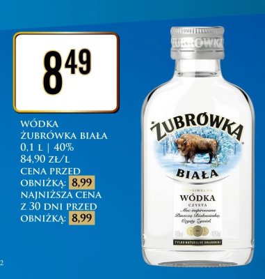 Wódka Żubrówka Biała 0.1L 40% promocja w Dino