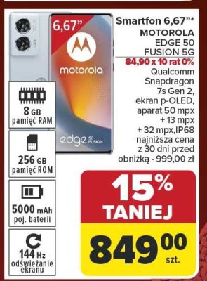 Smartfon 6,67" MOTOROLA EDGE 50 FUSION NEO promocja w Carrefour