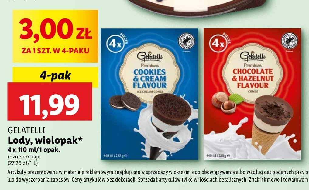 Lody ciasteczkowe Gelatelli promocja