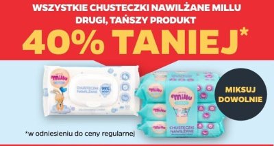 Wszystkie chusteczki nawilżane Millu DRUGIE -40% promocja w Netto