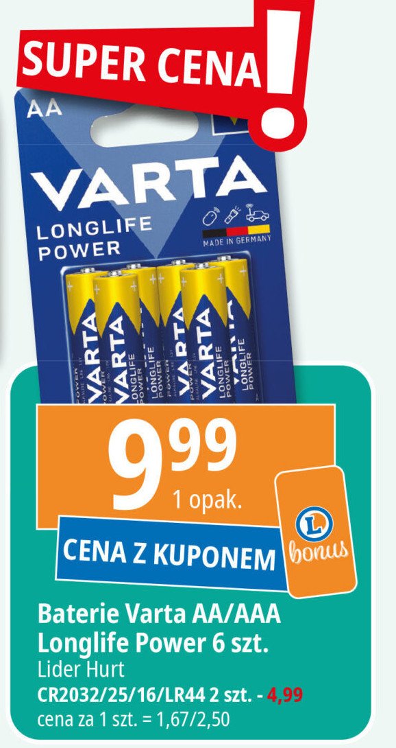 Baterie lr44 Varta longlife promocja