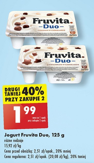 Jogurt z kulkami w czekoladzie Fruvita duo promocja