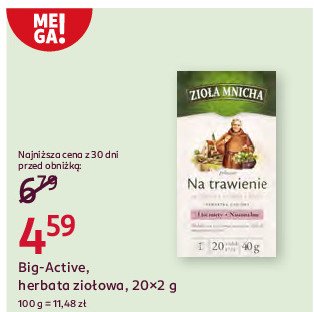 Herbatka na trawienie Big-active zioła mnicha promocja w Rossmann