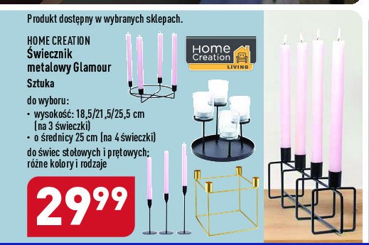 艢wiecznik metalowy glamour 25 cm Home creation promocja