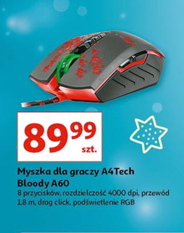 Mysz dla graczy bloody blazing a60 A4 tech promocja