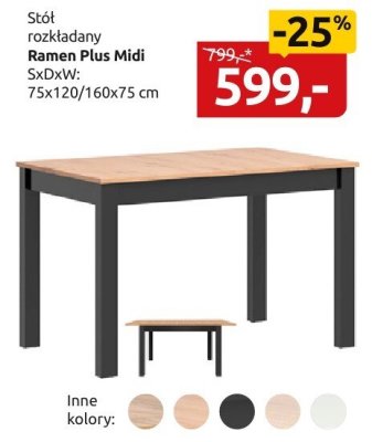 Stół rozkładany Ramex Plus Midi promocja w Black Red White