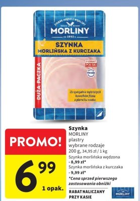 Szynka MORLINY plastry wybrane rodzaje Szynka morlińska z kurczaka promocja w Intermarche