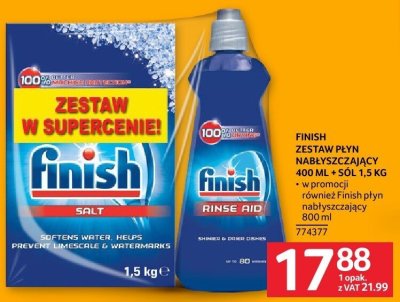 Zestaw płyn nabłyszczający Finish 400 ml + sól 1,5 kg promocja w Selgros