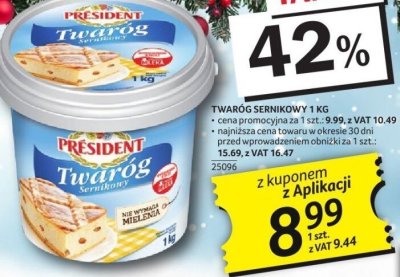 Twaróg sernikowy Président 1kg promocja w Selgros