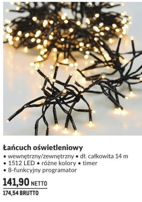 Łańcuch oświetleniowy wewnętrzny/zewnętrzny 14 m 1512 LED promocja w Makro