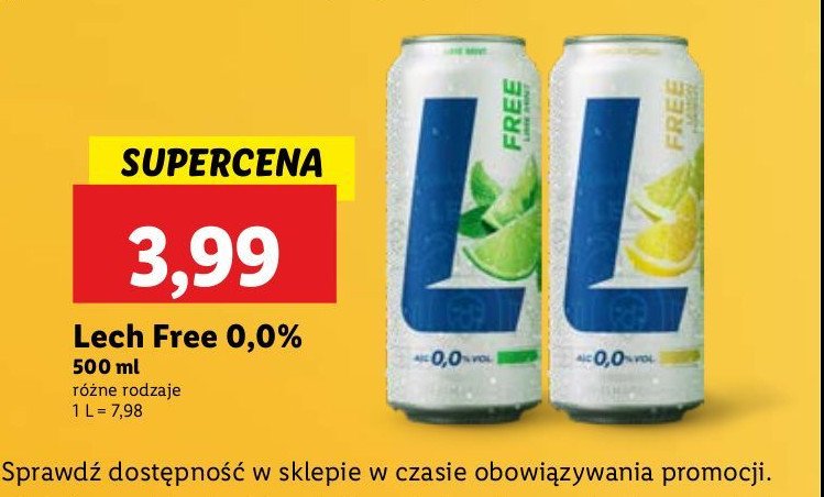 Piwo Lech free limonka z miętą promocja w Lidl