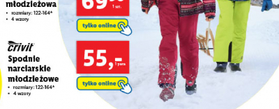 Spodnie narciarskie młodzieżowe 122-164 Crivit promocja