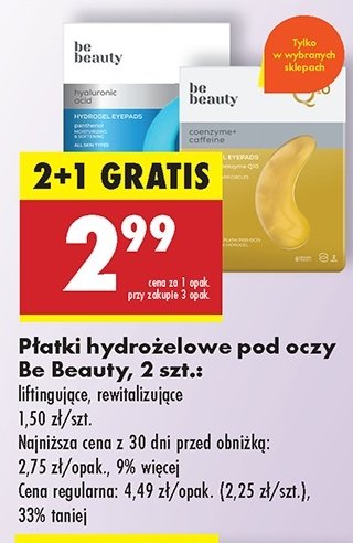 Hydrożelowe płatki pod oczy collagen Be beauty care promocja w Biedronka