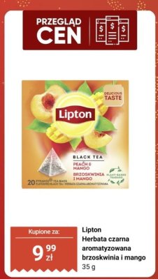 Herbata Lipton czarna aromatyzowana brzoskwinia i mango promocja w Biedronka