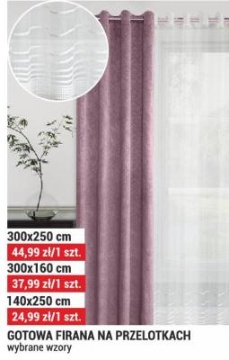Gotowa firana na przelotkach 300x160 cm promocja w Merkury Market