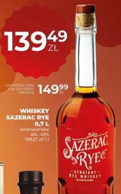 Whiskey Sazerac Rye 0,7L promocja w Duży Ben