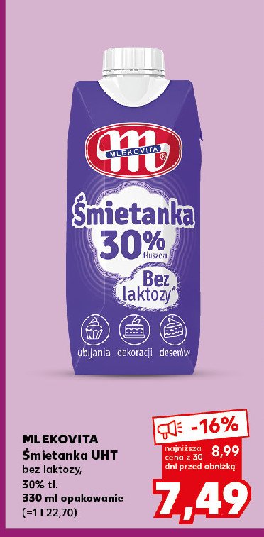 Śmietana 30% bez laktozy Mlekovita promocja