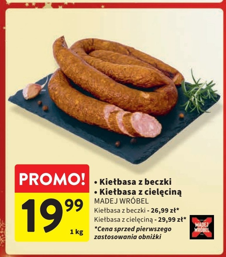 Kiełbasa z beczki Madej & wróbel promocja w Intermarche