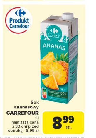 Sok ananasowy Carrefour classic promocja w Carrefour