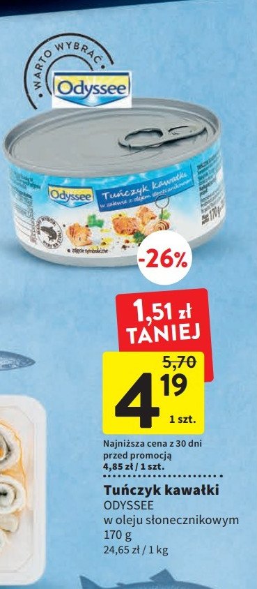 Tuńczyk w kawałkach w oleju słonecznikowym Odyssee promocja
