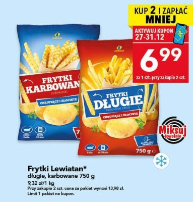 Frytki Lewiatan długie, karbowane 750 g promocja w LEWIATAN