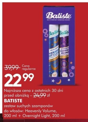 Zestaw suchych szamponów BATISTE Heavenly Volume 200 ml + Overnight Light 200 ml promocja w Super-Pharm