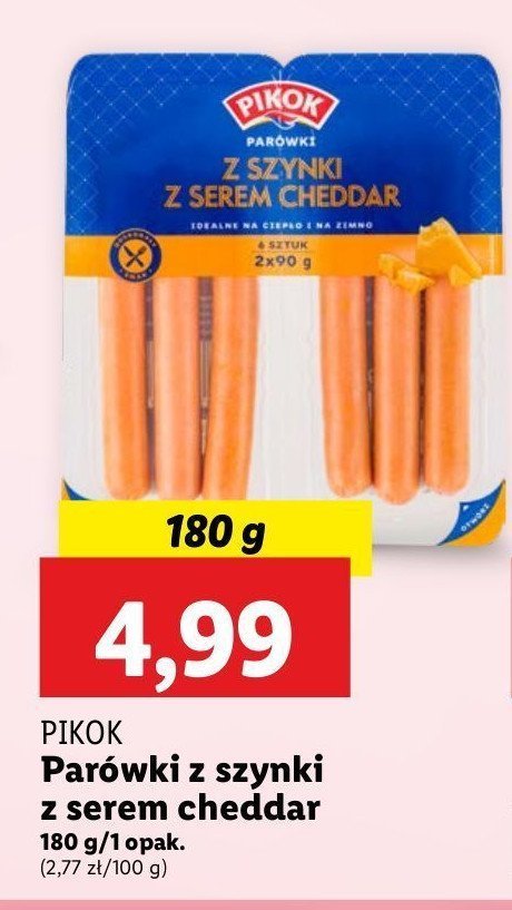 Parówki z szynki z serem cheddar Pikok promocja w Lidl