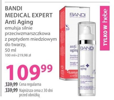 Emulsja silnie przeciwzmarszczkowa BANDI MEDICAL EXPERT Anti Aging z peptydem miedziowym do twarzy promocja w Hebe