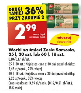 Worki na śmieci 35 l Zosia samosia promocja w Biedronka